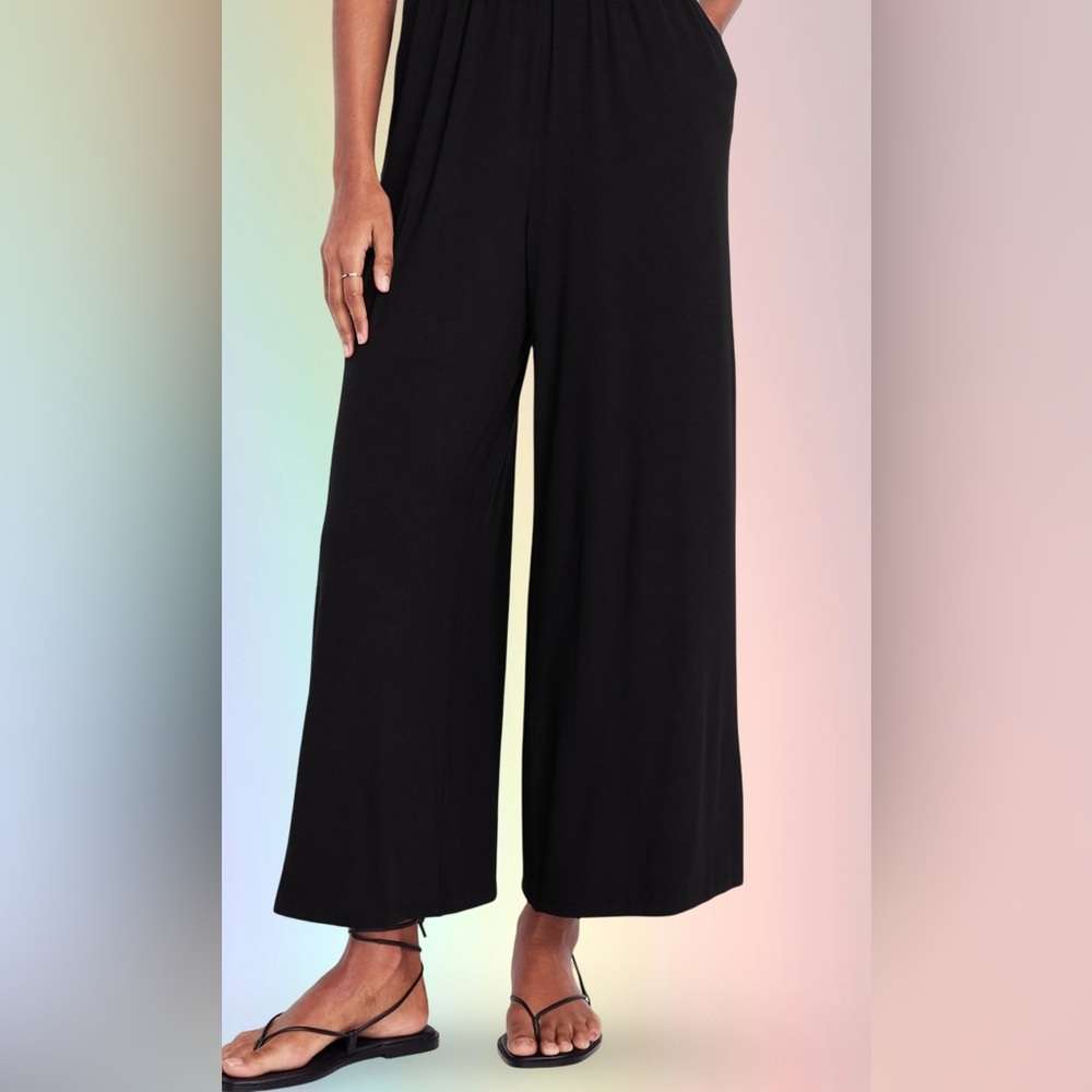 NWTS💓GAP OLD NAVY LG💓BLACK GREEK HALTER STYLE JUMPSUIT ELASTIC WAIST POCKETS - Picture 9 of 14
